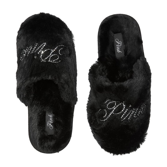 PINK Faux Fur Closed-Toe Slippers M 7/8 - Picture 1 of 1